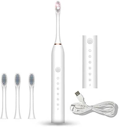 Escova de dentes elétrica sônica recarregável ideal para adultos e crianças, 6 modos opcionais, IPX7 USB, escova de dentes ultrassônica elétrica com temporizador embutido de 2 minutos