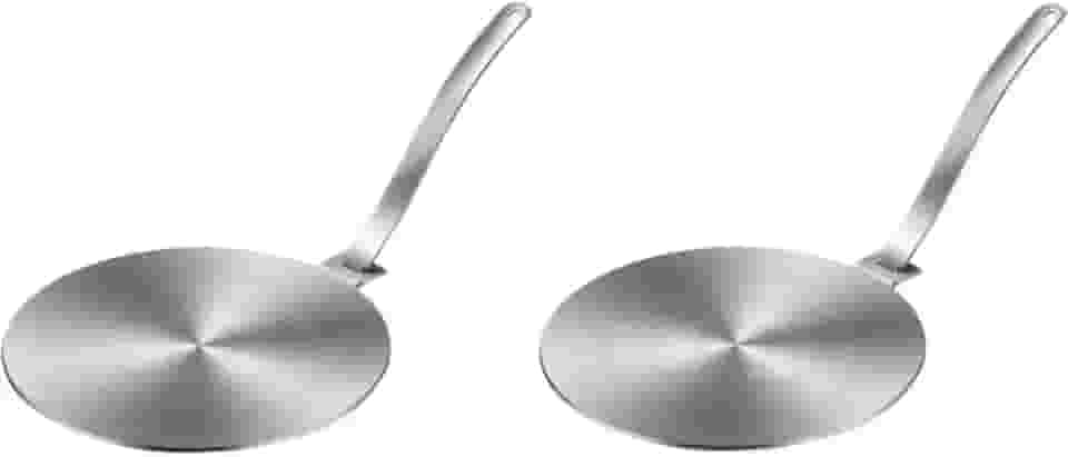 Kit Com 02 Chapas Adaptador De Fogão De Indução 20cm Em Aço Inox Premium Resistente Aceita Qualquer Tipo De Panela E Fogão