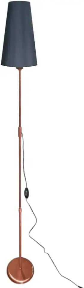 Luminária De Chão Com Cúpula De Tecido Modelo Cone - Coluna de iluminação para sala, quarto escritório (Cobre - Preto)