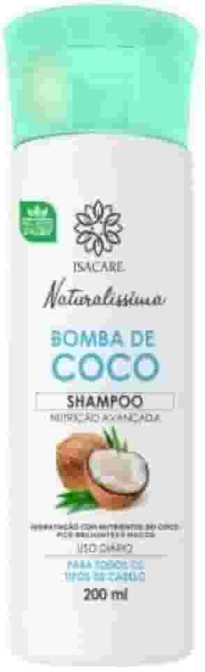 Shampoo Bomba de Coco, Branco, Isacare, 200 ml