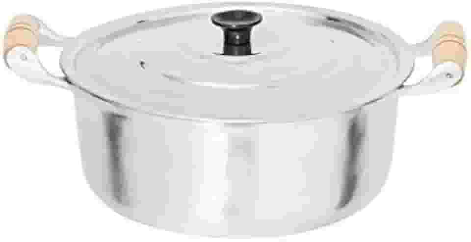 OkayShop Panela Caçarola Grande Alumínio Batido Fundido Grosso N 30 - 6.7L - Prata - Com Tampa - Para Gás e Lenha