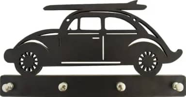 Porta Chaves Preto Modelo Fusca Com Prancha Mdf