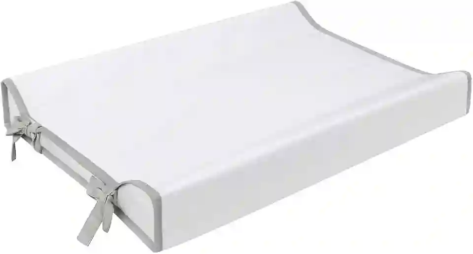 Trocador Americano Para Comoda Bebe Fralda Impermeável Anatomico com Abas Portátil Com Zíper Branco Com Cinza (65cm x 45cm)