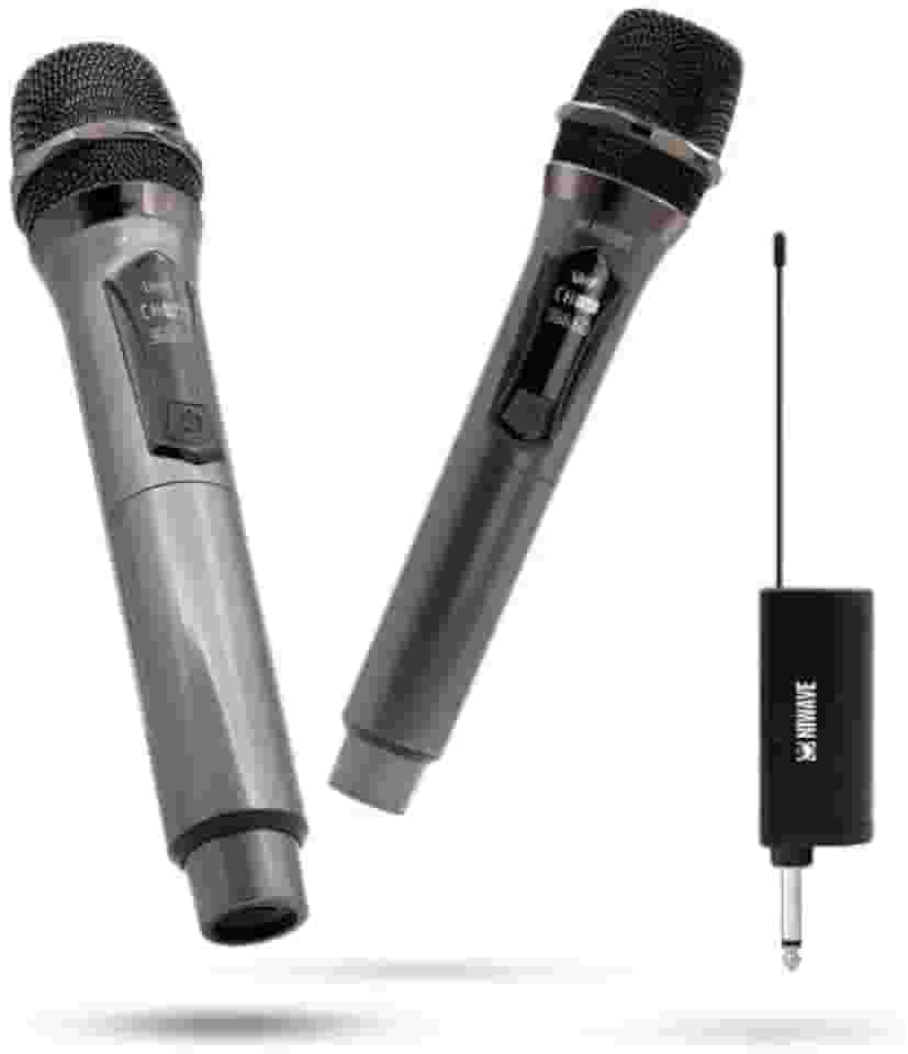 Kit 2 Microfone Sem Fio Profissional Recarregavel Uhf Led Com Receptor Para Karaoke - Para Igreja- Para Eventos - Para Palestras- Niwave
