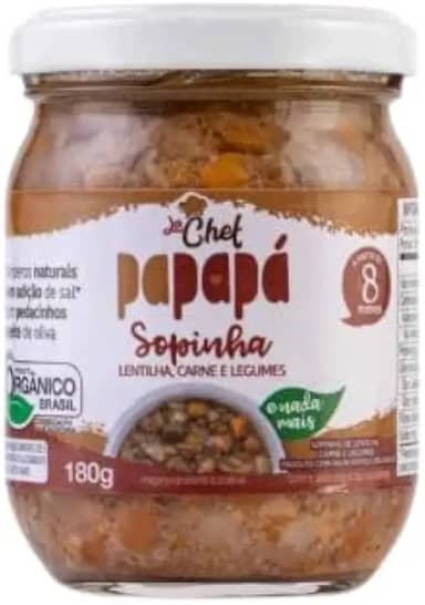 Papapá Kit 2X: Sopinha em Pedaços Lentilha, Carne e Legumes Orgânica - Bebês, Pais, Cuidadores - Mini - 180g