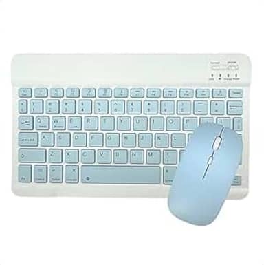 Kit Teclado E Mouse Sem Fio Bluetooth Colorido Para Tablet Pc iPad (azul)