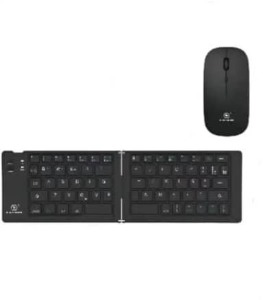 Teclado E Mouse Dobrável Bluetooth Tablte E Celular Ka-668 Preto