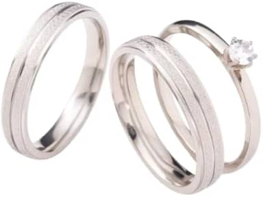 Aliança de Namoro Aço Inox Diamantada 4mm Com Anel Solitário e Caixa de Veludo