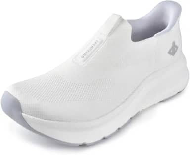 Tênis masculino slip in free up hands com bico largo, suporte de arco, tênis ortopédico de caminhada acolchoado com sola grossa zero gota, almofadas metatarsais