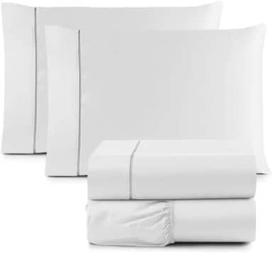 Jogo de Lençol Casal Toque Macio 4 Peças Percal 600 Fios Branco