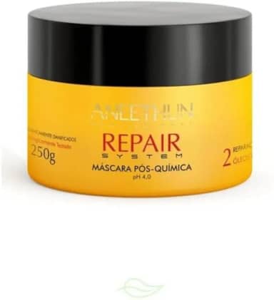 Máscara Repair System Aneethun 250g, Tratamento Pós-Química com Óleos Reparadores, Hidratação Profunda, Nutrição Intensiva e Reparação de Danos Capilares, Prevenção da Quebra, Frizz e Pontas Duplas, Devolvendo Força, Maciez e Brilho aos Fios.