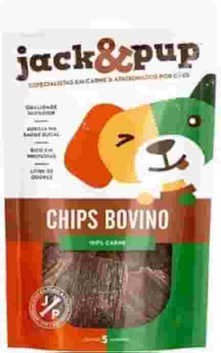 Chips Bovino 5un Jack&Pup 100% Carne Petisco Natural Totalmente Mástigável Para Cachorro Cães Pets Saboroso Irresistível Marca Americana Jack e Pup