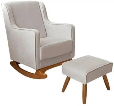 Poltrona/Cadeira de Amamentação para Mamãe Balanço com Puff -Linho Ds Home