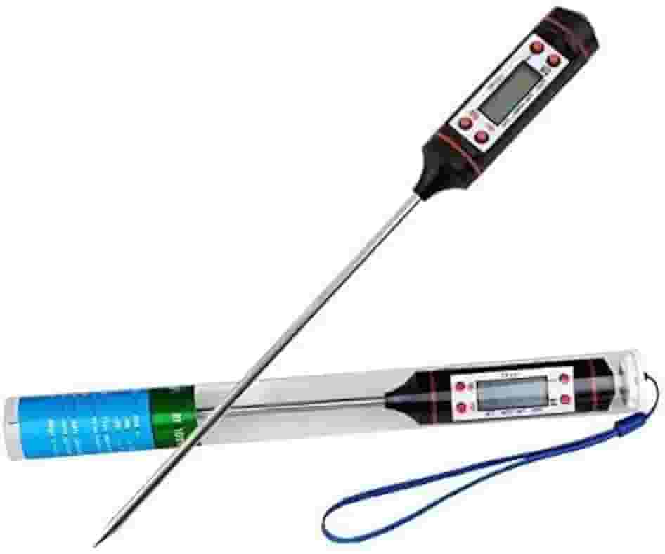 Termômetro Digital Culinário – Leitura Rápida e Precisa para Carne, Churrasco, Óleo, Leite, Doces, Mamadeira e Mais – Faixa de -50°C a 300°C Versatilidade e Durabilidade