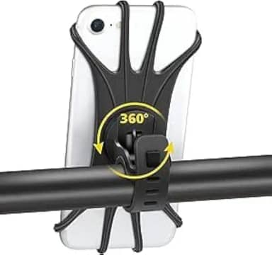 Suporte de celular Smartphone super resistente para moto e bike super resistente e ajustável, suporte de silicone giratório 360º (CINZA)