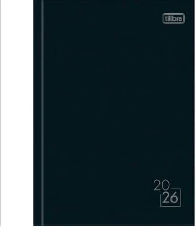 Tilibra -Agenda 2026 Média Costurada Diária Spice Preta, 14,5 x 20,5 cm Capa Dura Preta 160 Folhas Visão Uma Página Por Dia Exceto Sábados e Domingos Horário 7h e 21h