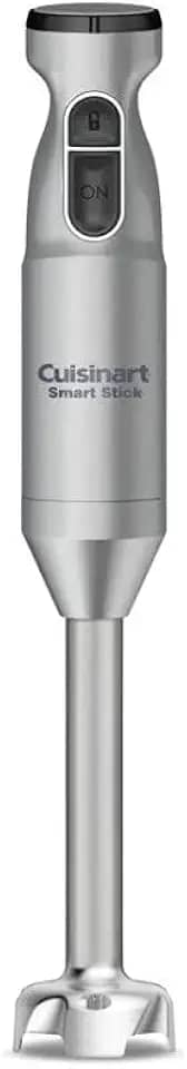 Cuisinart Liquidificador manual, Smart Stick de 2 velocidades - Potente e fácil de usar, liquidificador de imersão em bastão para batidos, vitaminas, purê, comida de bebê, sopas e molhos, prata, CSB