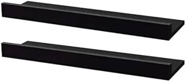 Kit 2 Prateleiras Porta Quadros 100 x 10cm Preta Suporte Invisível