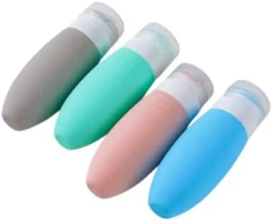 Kit 4 Frascos de Silicone 90 ml para Viagem – Antivazamento, Reutilizáveis e Livres de BPA | Porta-Shampoo, Condicionador e Cosméticos com Bico Dosador e Tampa Flip-Top | Aprovado para Bagagem de Mão