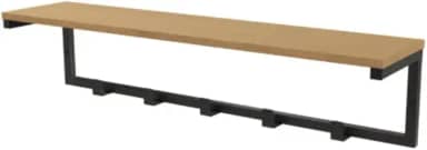 Cabideiro de Parede de Metal com Prateleira 5 Ganchos Kappesberg Crome Industrial Freijó/preto Fosco