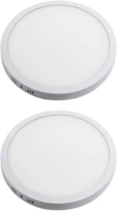Kit 2x Painel Plafon Sobrepor Alumínio Redondo LED 24W 30cm Bivolt Branco Frio