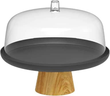 Ou Boleira com Pé e Cúpula 25cm Preto Linha Lume