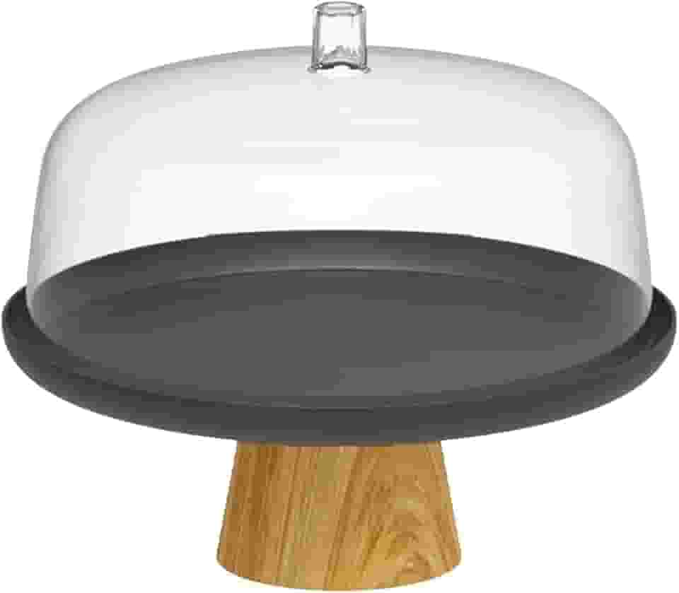 Ou Boleira com Pé e Cúpula 25cm Preto Linha Lume