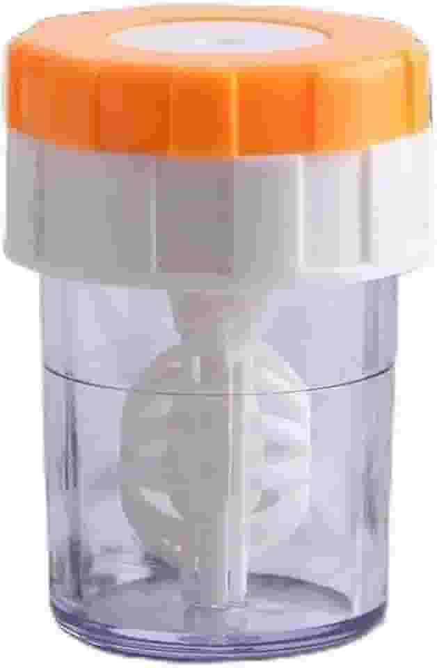 Limpador de lentes de contato rotativas manual portátil, kit de cuidados com lentes de contato compactas pequenas para uso diário e em movimento (laranja)