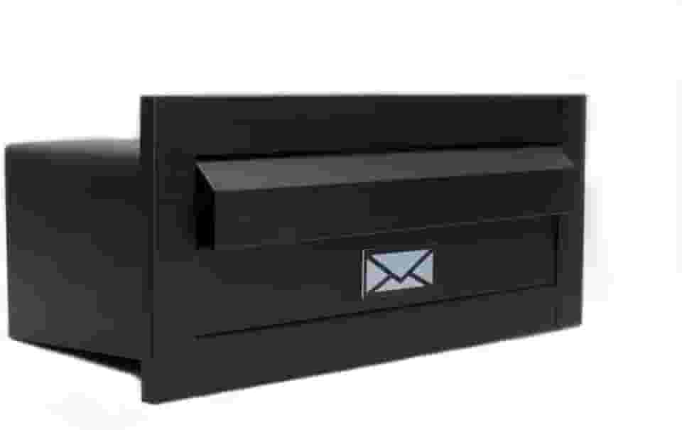 Caixa de Correio Para Muro Parede Aço Inox Embutir Moderna(Preto Fosco)