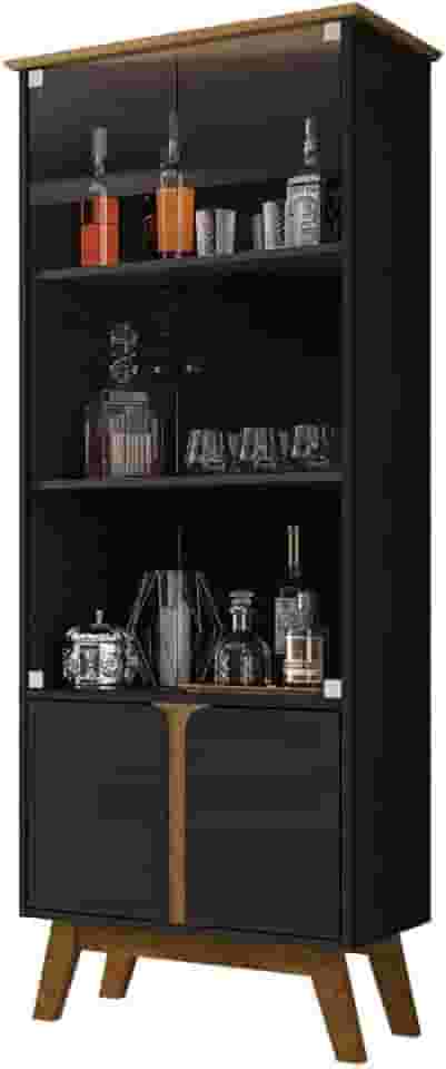 Cristaleira Madri Sala de Estar com Pés de Madeira Maciça