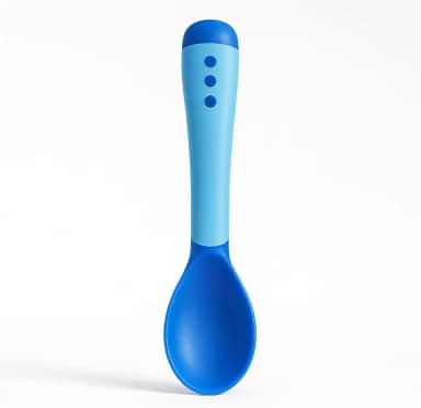 Colher Bebe Silicone, Termo Sensível, Flexível e Macia, com Sensor de Temperatura – Alimentação Segura para Bebês (AZUL)