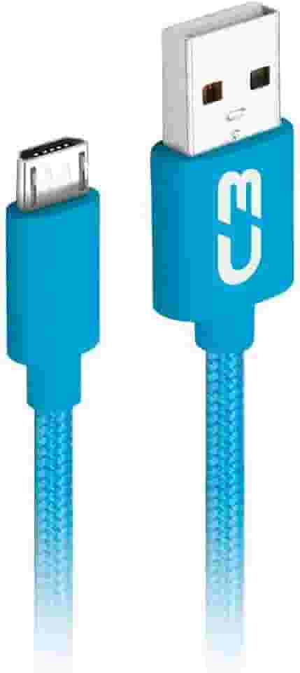 Cabo USB-Micro USB C3Plus CB-M11BL 1M Azul - Compatível com Android USB-Micro Corrente 2A