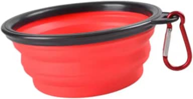 Comedouro E Bebedouro Portátil Dobrável Para Pets 350ml (Vermelho)