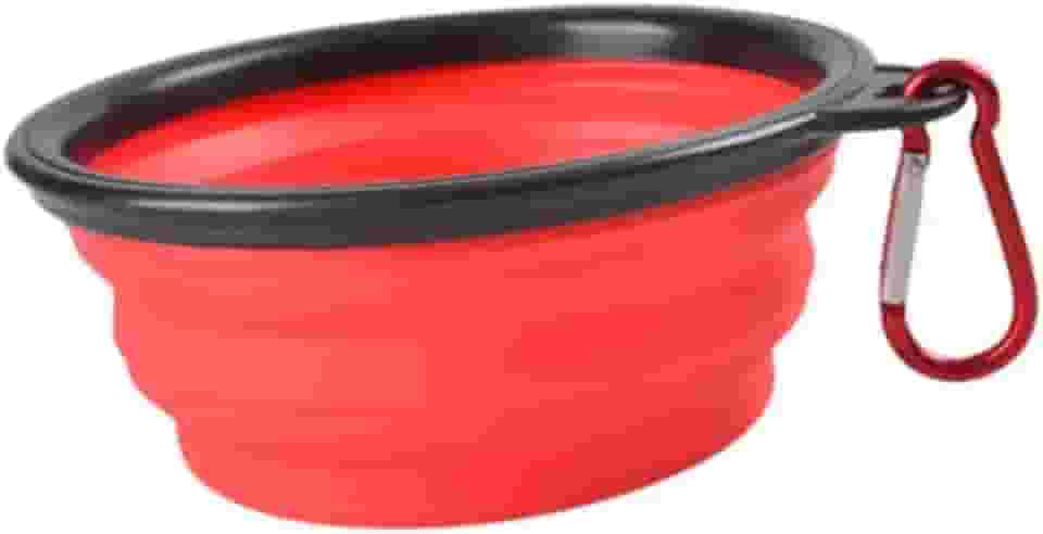 Comedouro E Bebedouro Portátil Dobrável Para Pets 350ml (Vermelho)