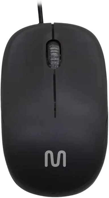 Mouse com Fio Multi MID USB 1200 DPI com 3 Botões, Design Ergonômico e Textura Fosca – Preto MO255
