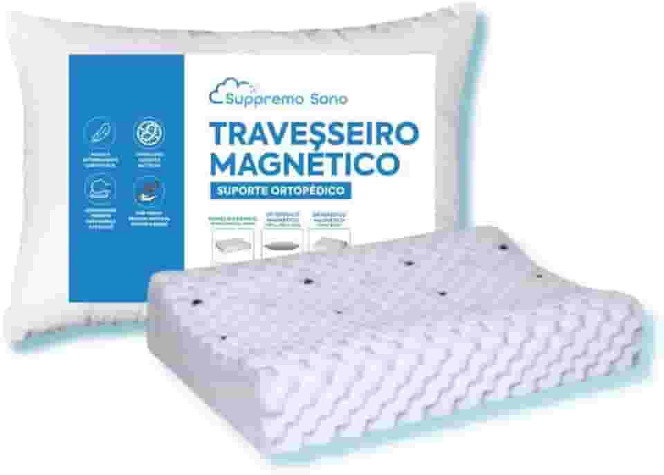 Travesseiro Cervical Magnético com Infravermelho Longo Ortopédico Alivia Dor Coluna Suppremo Sono