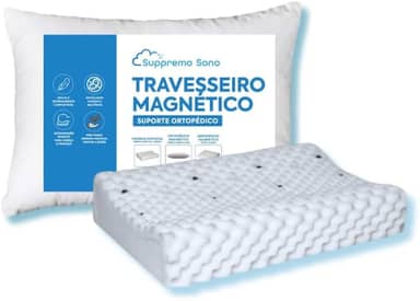 Travesseiro Cervical Magnético com Infravermelho Longo Ortopédico Alivia Dor Coluna Suppremo Sono