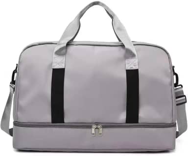 Bolsa Mala Para Viagem Academia De Grande Capacidade De Camada Dupla(Cinza)