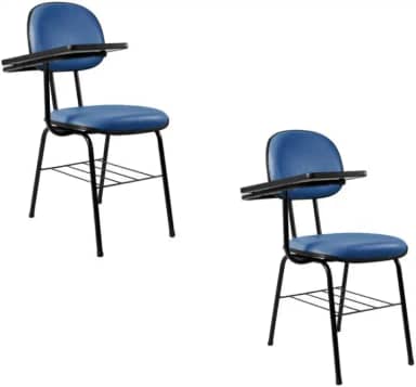 Kit 2 Cadeiras Com Porta Livros Universitária Ecoflex Azul