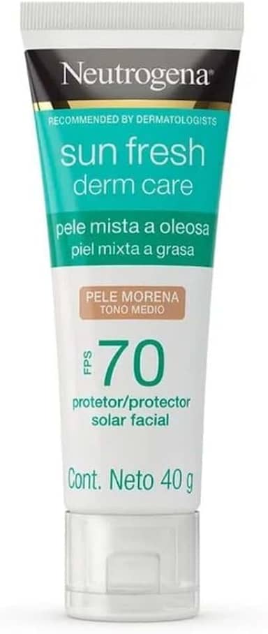 Neutrogena Sun Fresh Protetor Solar Facial Para Pele Oleosa Derm Care Pele Morena FPS 70,40g