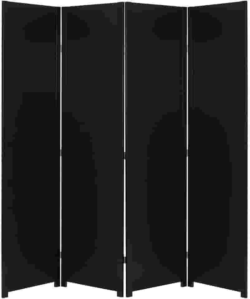 Biombo Liso Sanfonado Com Dobradiça Fechado Pintado Divisor De Ambiente Preto ou Branco Jt Home (PRETO, 4 FOLHAS DE BIOMBO)