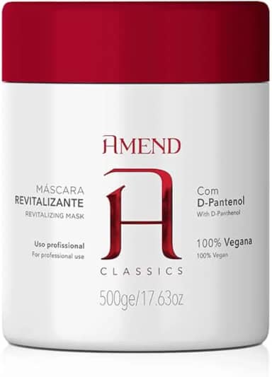 Máscara Capilar Revitalizante Com D´pantenol Amend Tradicional, 500g, Hidrata E Fortalece A Fibra Capilar Danificada Por Químicas, Proporciona Maciez