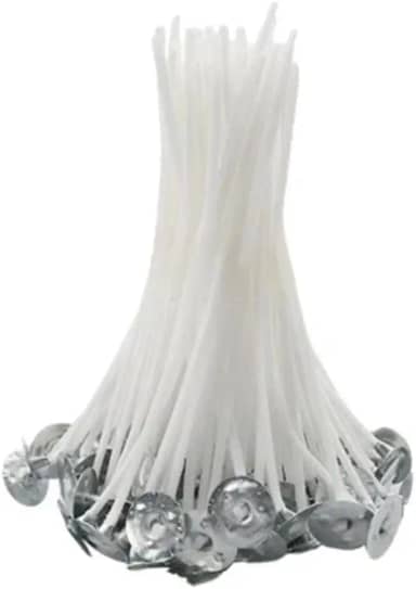 Kit 100 Pavios de Algodão Branco 20cm 2,5mm para Velas Artesanais Queima Forte e Estável