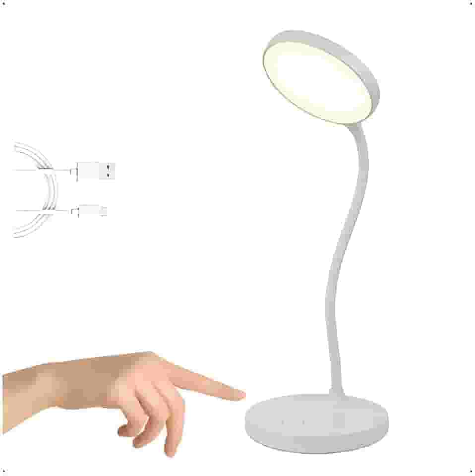 Luminária de Mesa LED Recarregável Bivolt – Flexível, Articulada, com Ajuste de Níveis de Iluminação, Portátil e Moderna - Para Estudo, Leitura, Escritório, Quarto.