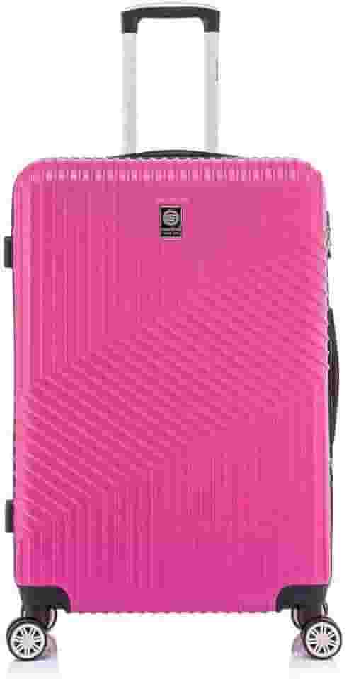 Mala de Viagem Grande de Despacho 30 kg Rígida ABS com 4 rodas duplas 360º e trava de segredo numérico TSA, divisória interna com zíper e elastico de fixação e expansor, Santino, PinkASAV7003G47