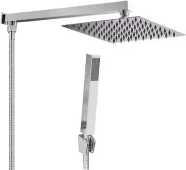 Chuveiro Ducha Com Desviador Cromado Quadrado 20x20 A Gás Solar Chuveirinho Chrome