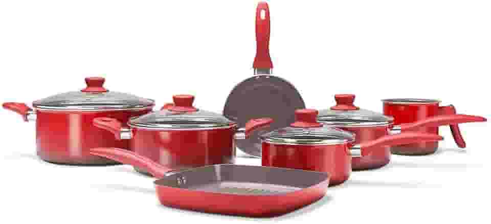 Jogo de Panelas 7 Peças Ceramic Life Easy - Vermelha