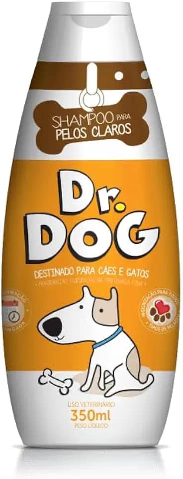 Dr. Dog Shampoo Clareador Pet 350ml - Para Pelos Claros, Cães e Gatos, com Branqueador Óptico, Hipoalergênico, Não Arde os Olhos, Seguro Para Peles Sensíveis