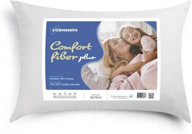 Travesseiro Antialérgico Comfort Fiber Plus Microfibras 100% Poliéster 50x70cm, Toque Macio, Antiácaros, Lavável à Maquina