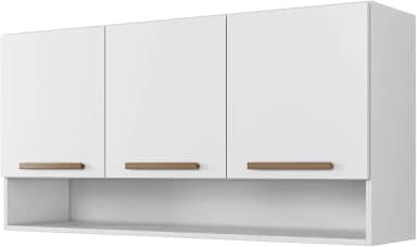 Armário Aéreo Suspenso Multiuso de Parede 3 Portas Plus (Branco)